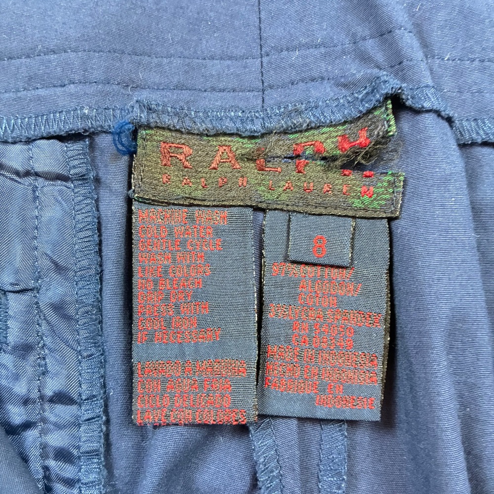 Ralph Lauren Cargo Utility Pants Womens 8 Blue Buckle Cropped Wide Leg Y2K VTG - Picture 6 of 11